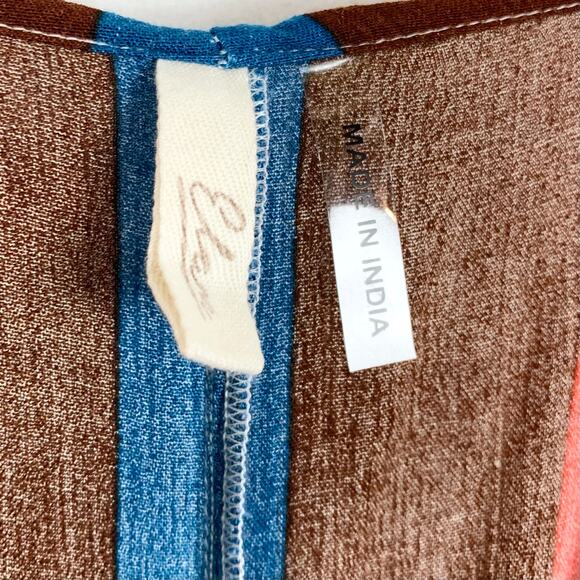 Elan Striped Maxi Cover Up Dress Plunging Bodice Slit Skirt Stripe Size Small - Picture 4 of 12